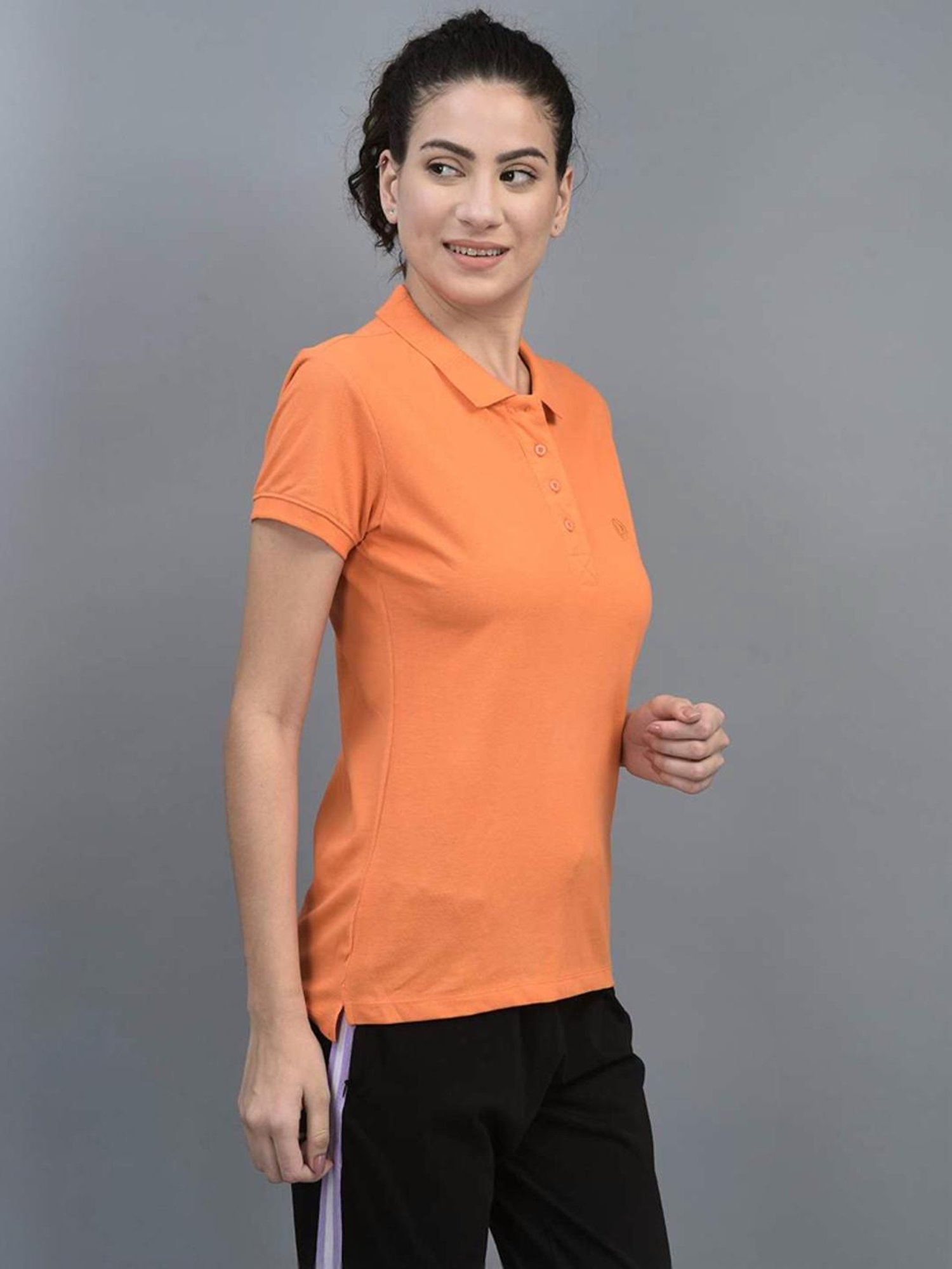 Dollar Orange Cotton Sports T-Shirt