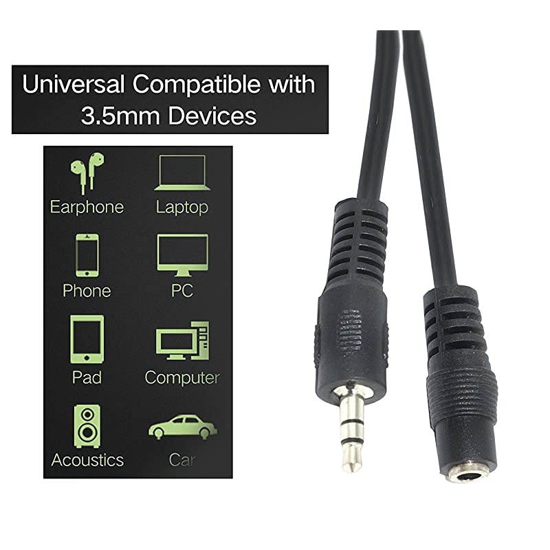 Feet 35mm Male to Female Stereo Audio Jack Extension Cable