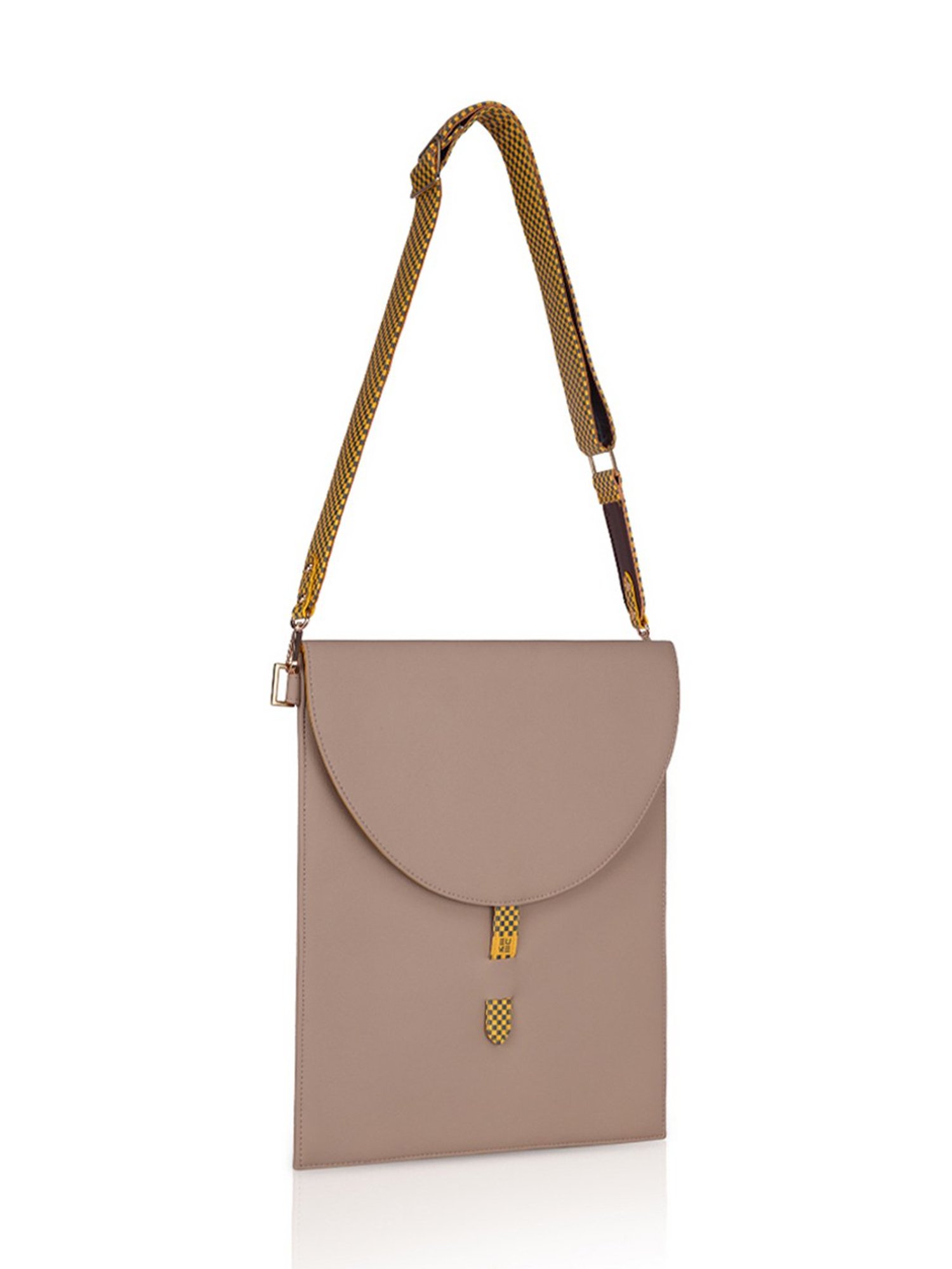 Eume Hibiscus Light Grey Leather Laptop Sleeve