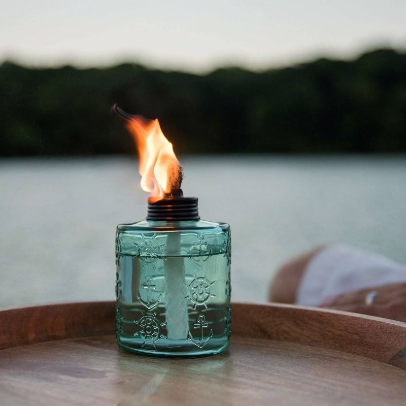 Tiki Brand 5.5" Set Sail Glass Table Torch Green 3pk