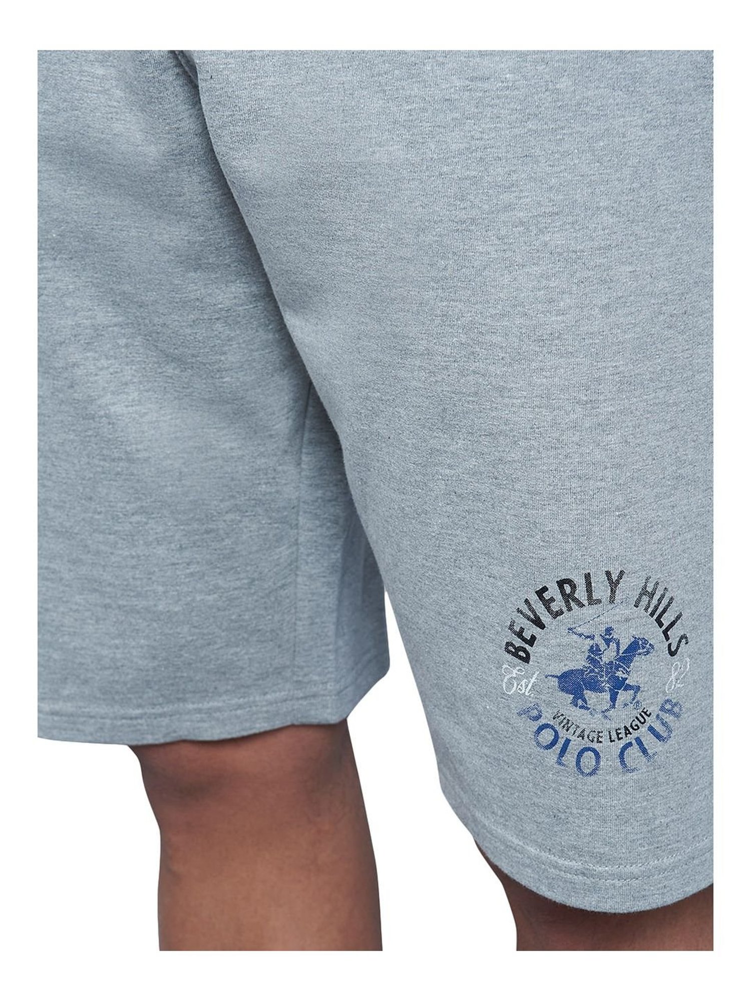 Beverly Hills Polo Club Grey Cotton Regular Fit Logo Printed Shorts