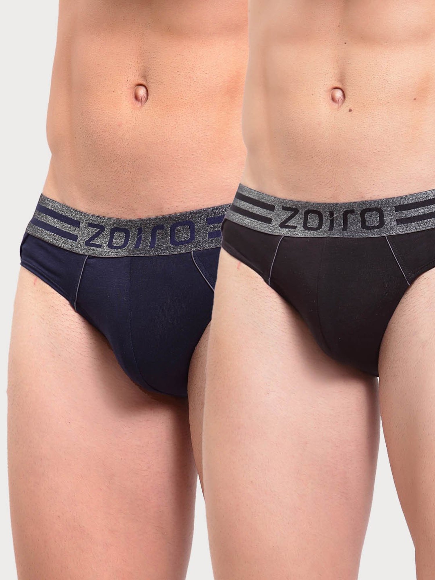 Zoiro Navy & Black Regular Fit Briefs - Pack Of 2