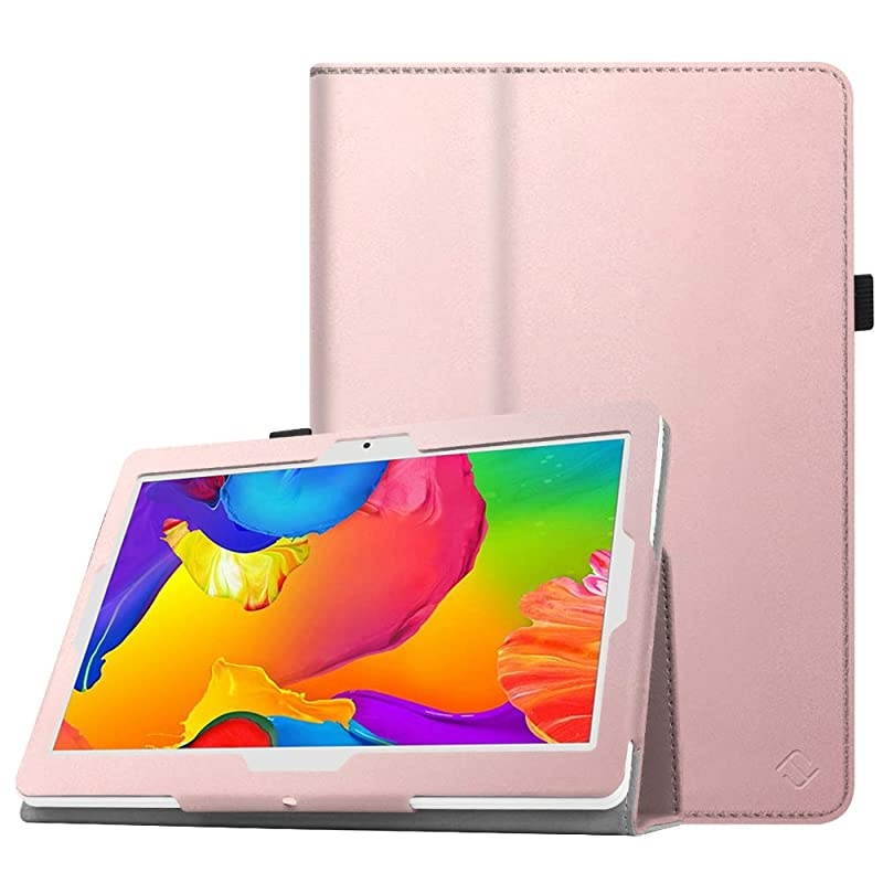 Case for Dragon Touch 10 inch K10 Notepad K10 Max10 Tablet Premium PU Leather Stand Cover Compatible Lectrus 101 Victbing 10 Hoozo 10 Winsing 10 ZONKO 101 Android Tablet Rose Gold