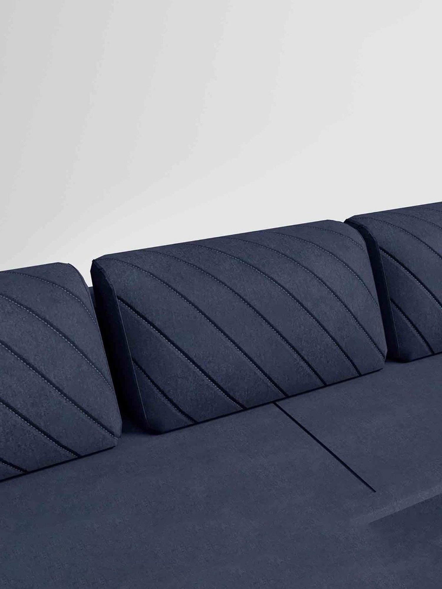 Godrej Interio Attix Quilted Dark Blue Fabric 3 Seater Sofa Cum Bed with Storage