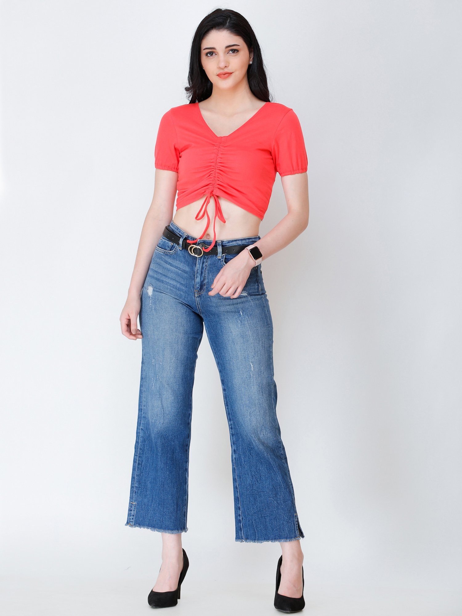 Scorpius Coral Regular Fit Crop Top