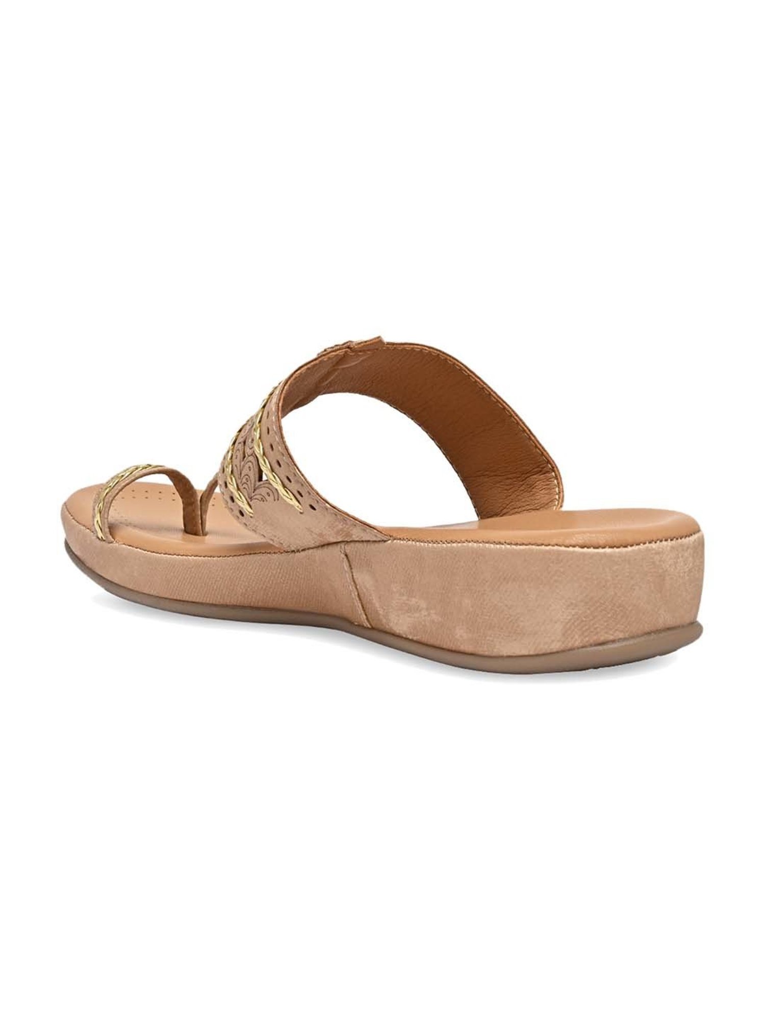 Rocia by Regal Women's Beige Toe Ring Wedges