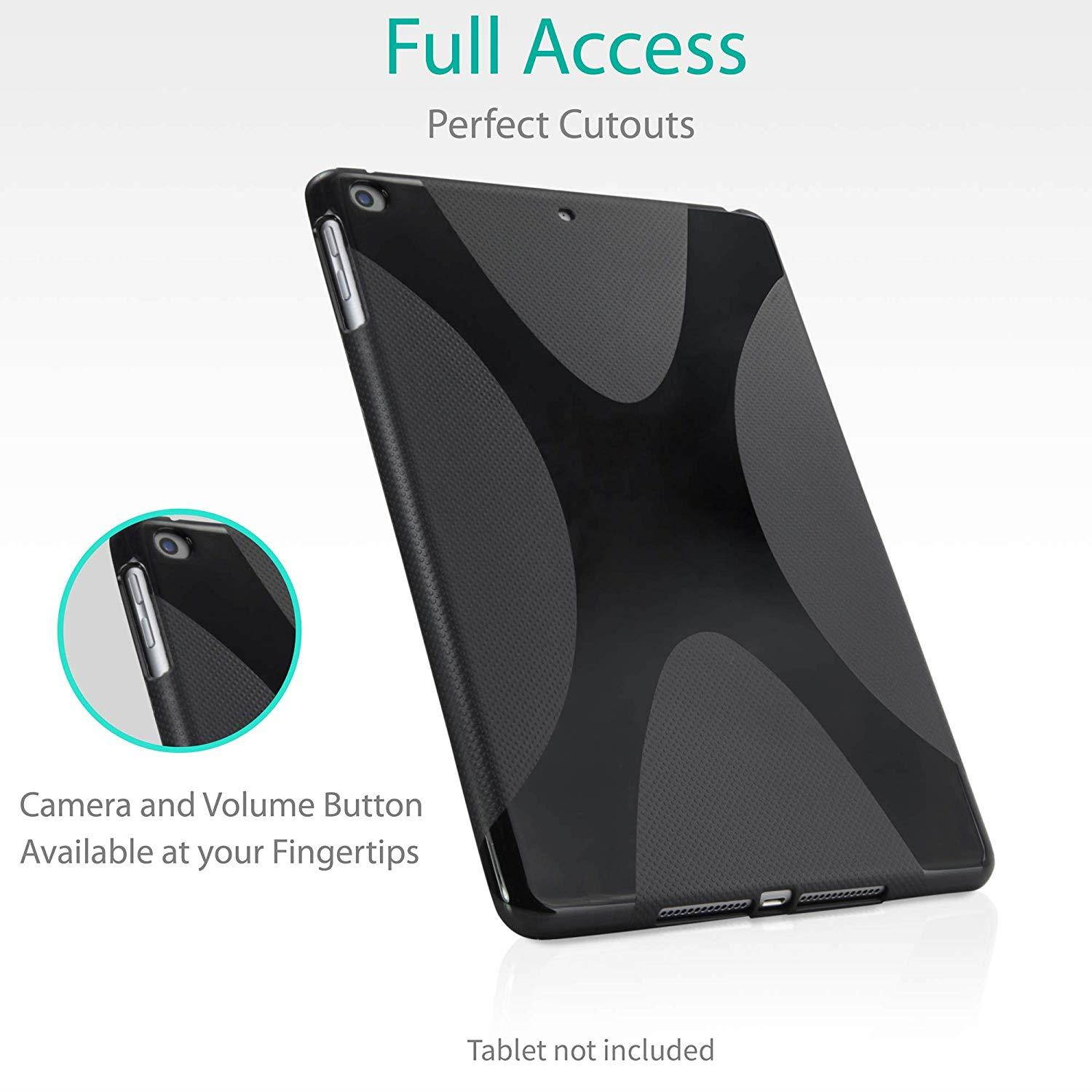 BoxWave Apple iPad (2017) Case, [Bodysuit] Premium Textured TPU Rubber Gel Skin Case for Apple iPad (2017), (2018) - Jet Black