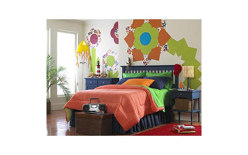 Tropical Flower Square Self-Stick 5pc Wall Accent Stickers - Wall Pops..