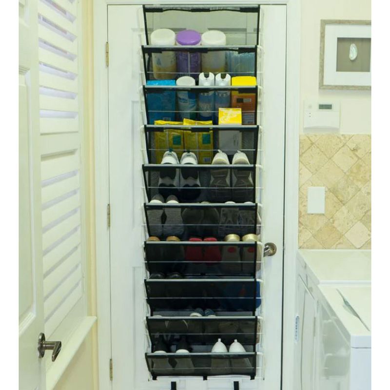 IRIS 2 Tier Slim Stackable Metal Shoe Rack Black