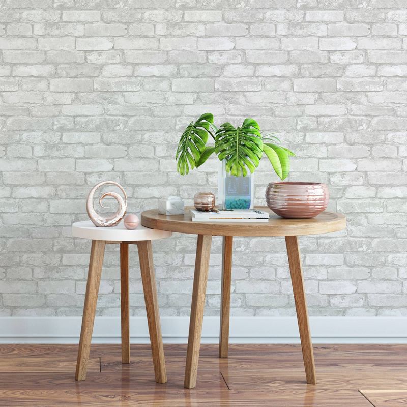 NuWallpaper Brick Peel & Stick Wallpaper White/Gray