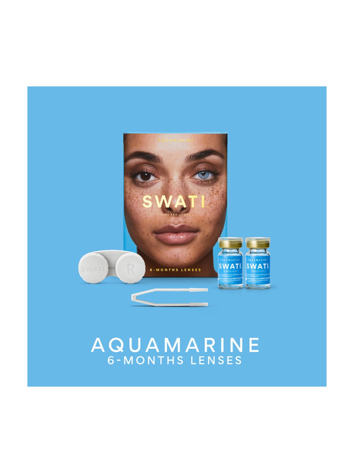 Swati Cosmetics Coloured Contact Lenses -  Aquamarine (6 Months, Power - 6.00)