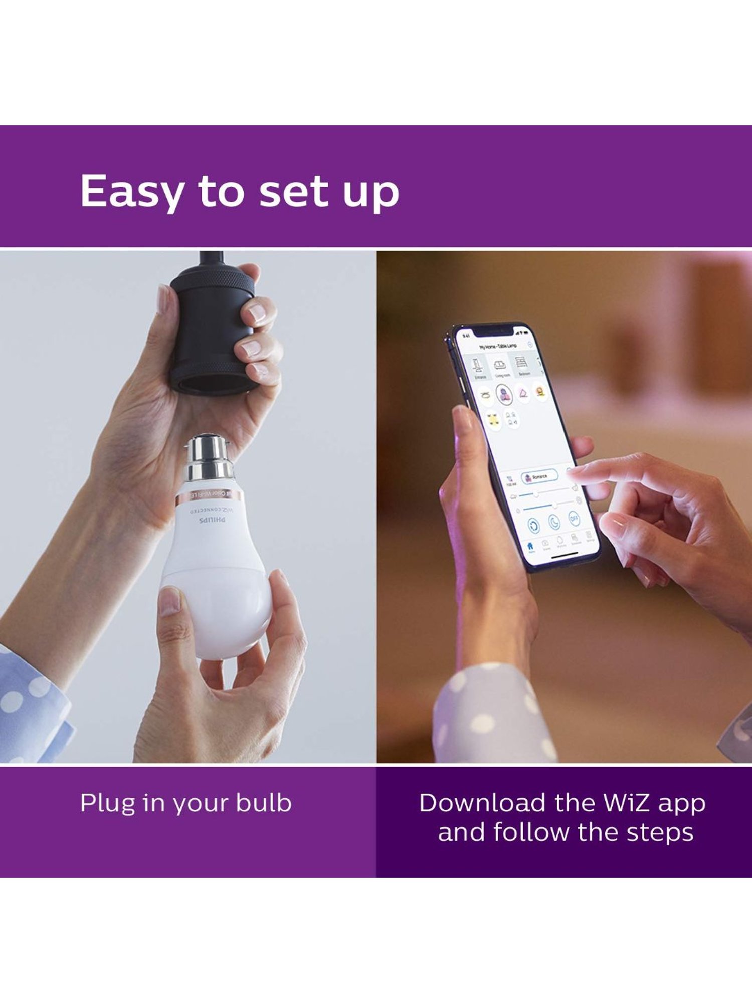 Philips Wiz Wi-Fi Enabled B22 9-Watt LED Smart Bulb Amazon Alexa and Google Assistant - White