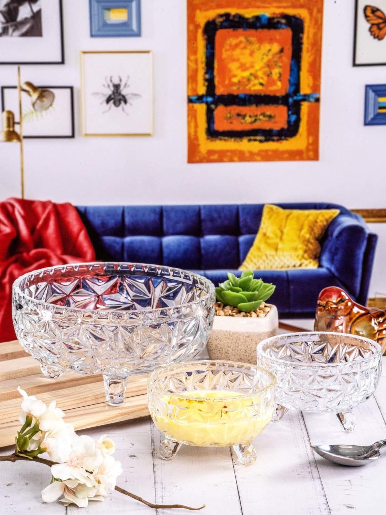 Roxx Transparent Glass 7-Piece Dessert Bowl & Serving Bowl Set