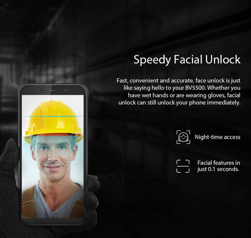 BV5500 IP68 Waterproof Mobile Phone Dual SIM Rugged Smartphone MTK6580P 3GB+16GB 5.5" 18:9 Screen 4400mAh Android 8.1