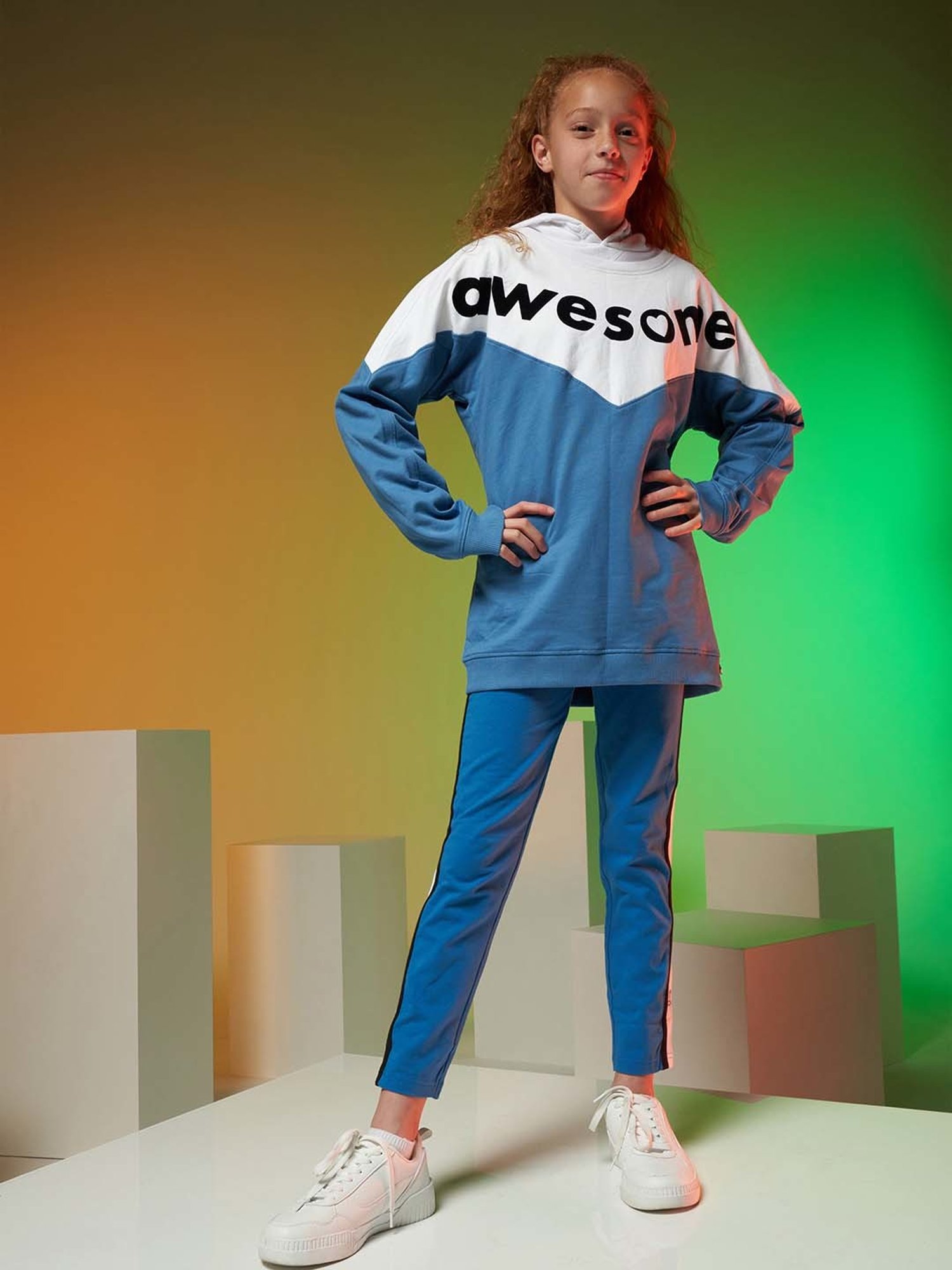 Angel & Rocket Girls Blue & White Striped Leggings