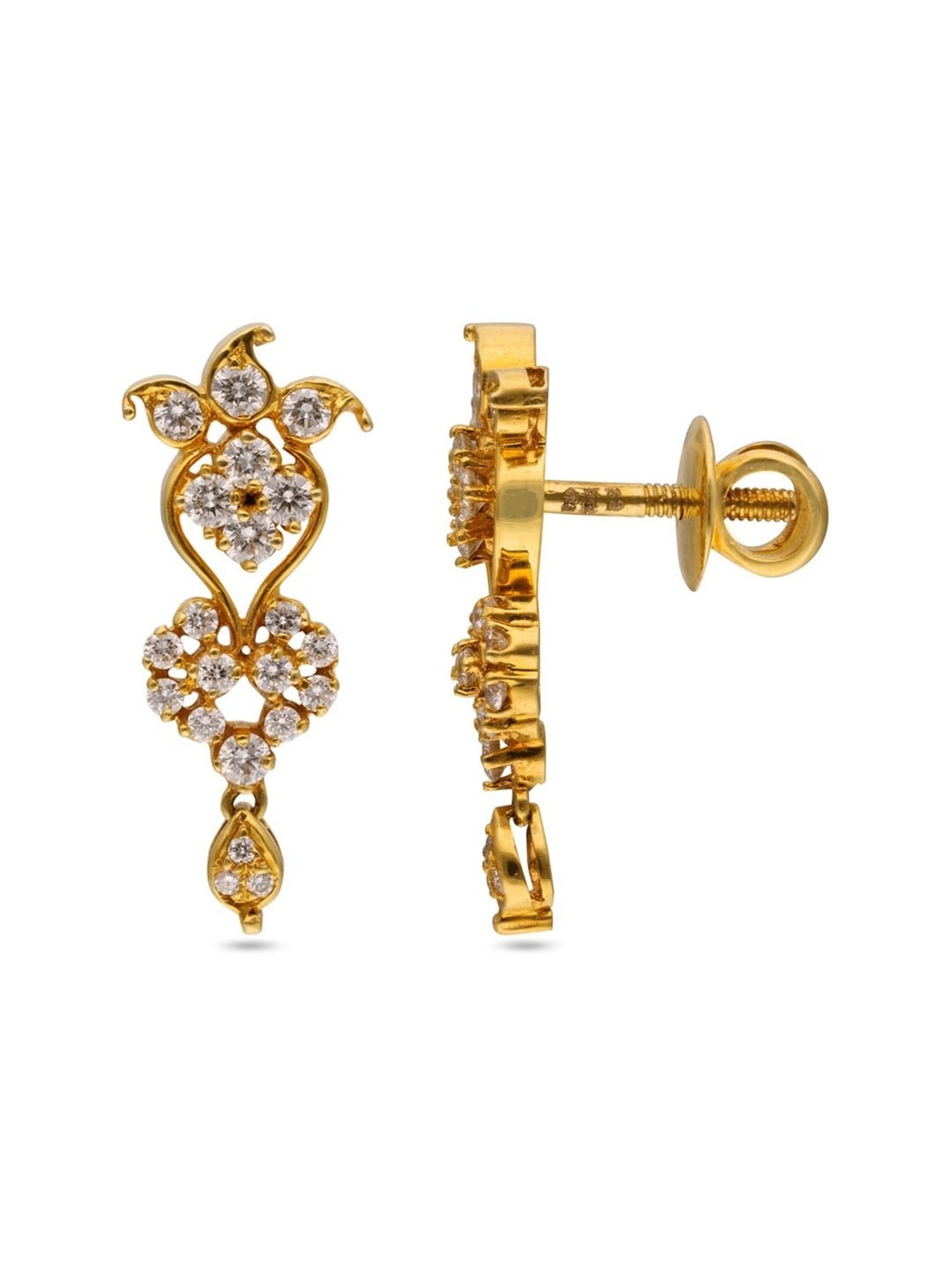 C.Krishniah Chetty 18k Gold & Diamond with Gemstones Drop Earrings for Women