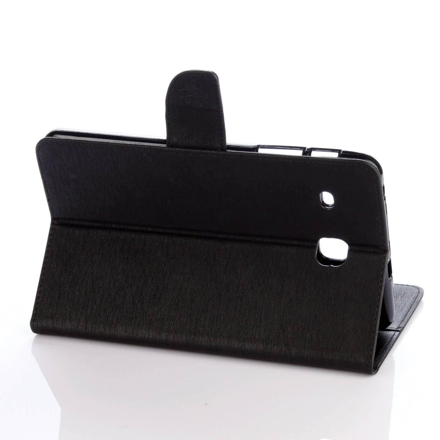 T377a/T377v Case, Galaxy Tab E 8.0" Tablet Case, Dteck Slim PU Leather Magnetic Closure Flip Stand Case [Embossed Flower Design] Protective Case for Samsung SM-T375/T377 4G LTE Verizon,Black