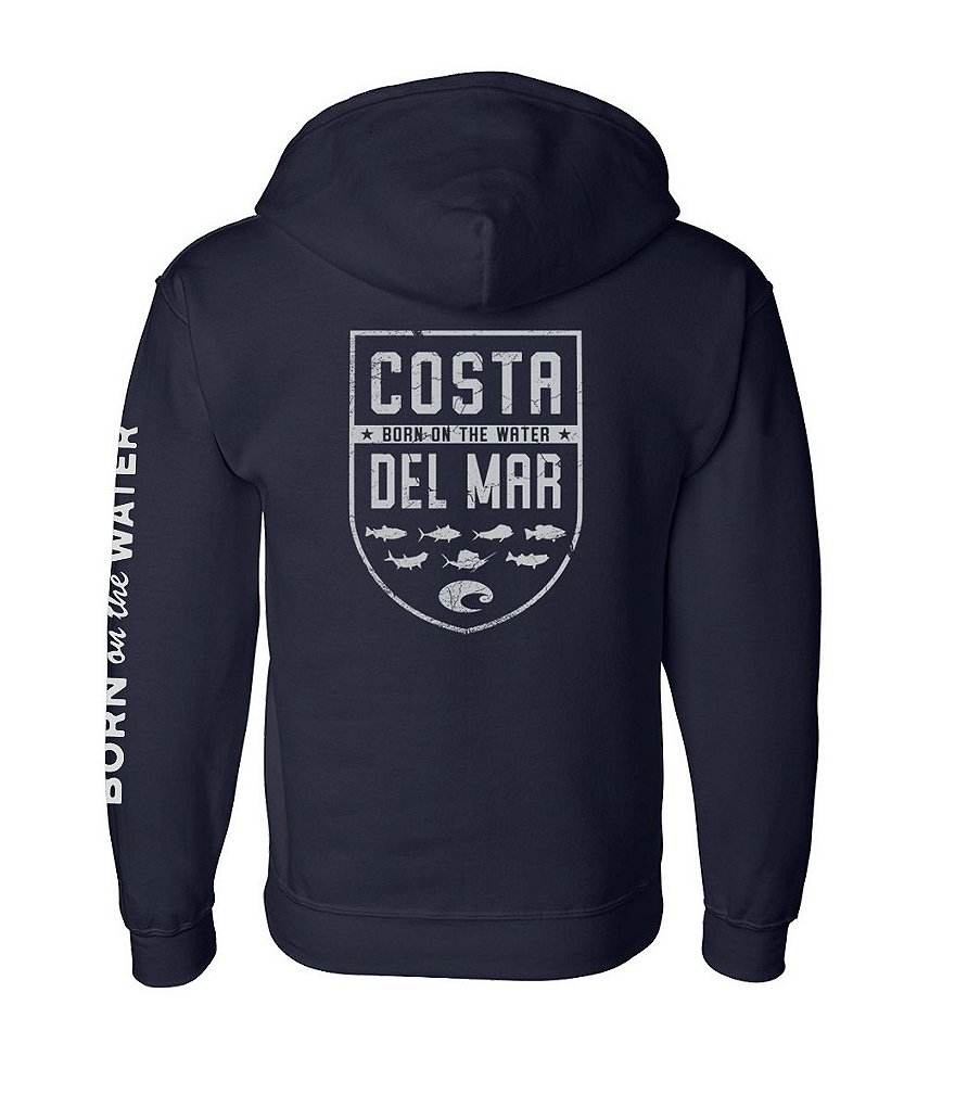 Costa Species Shield Long-Sleeve Zip-Front Fleece Hoodie