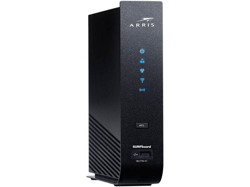 ARRIS SURFboard SBG7580AC DOCSIS 3.0 Cable Modem / Wi-Fi AC1750 Router &ndash; Retail Packaging &ndash; Black