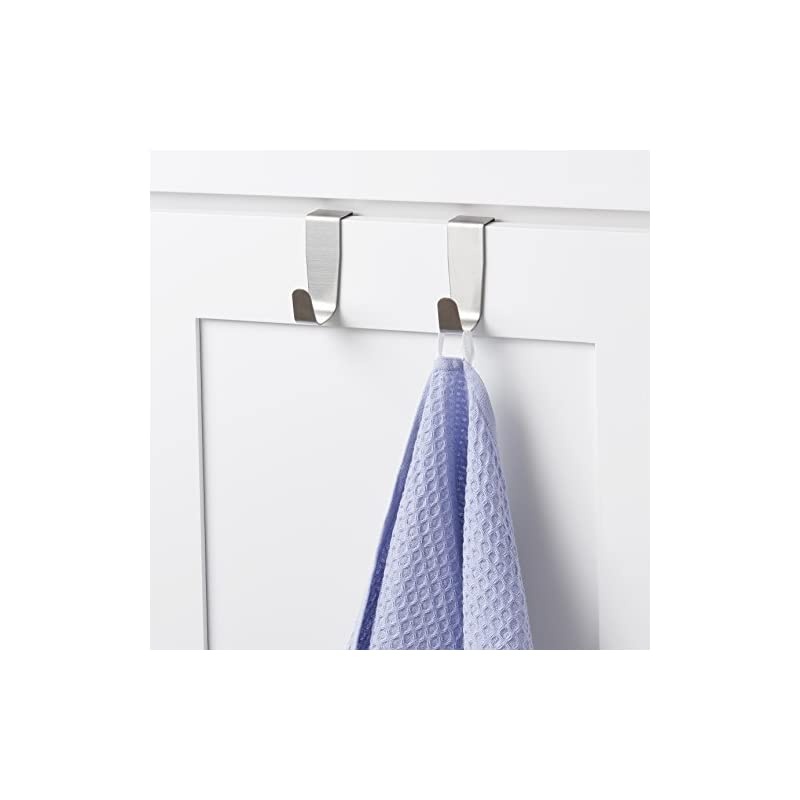 Over the Cabinet Door Single Hooks, Set of 2, Stainless Steel