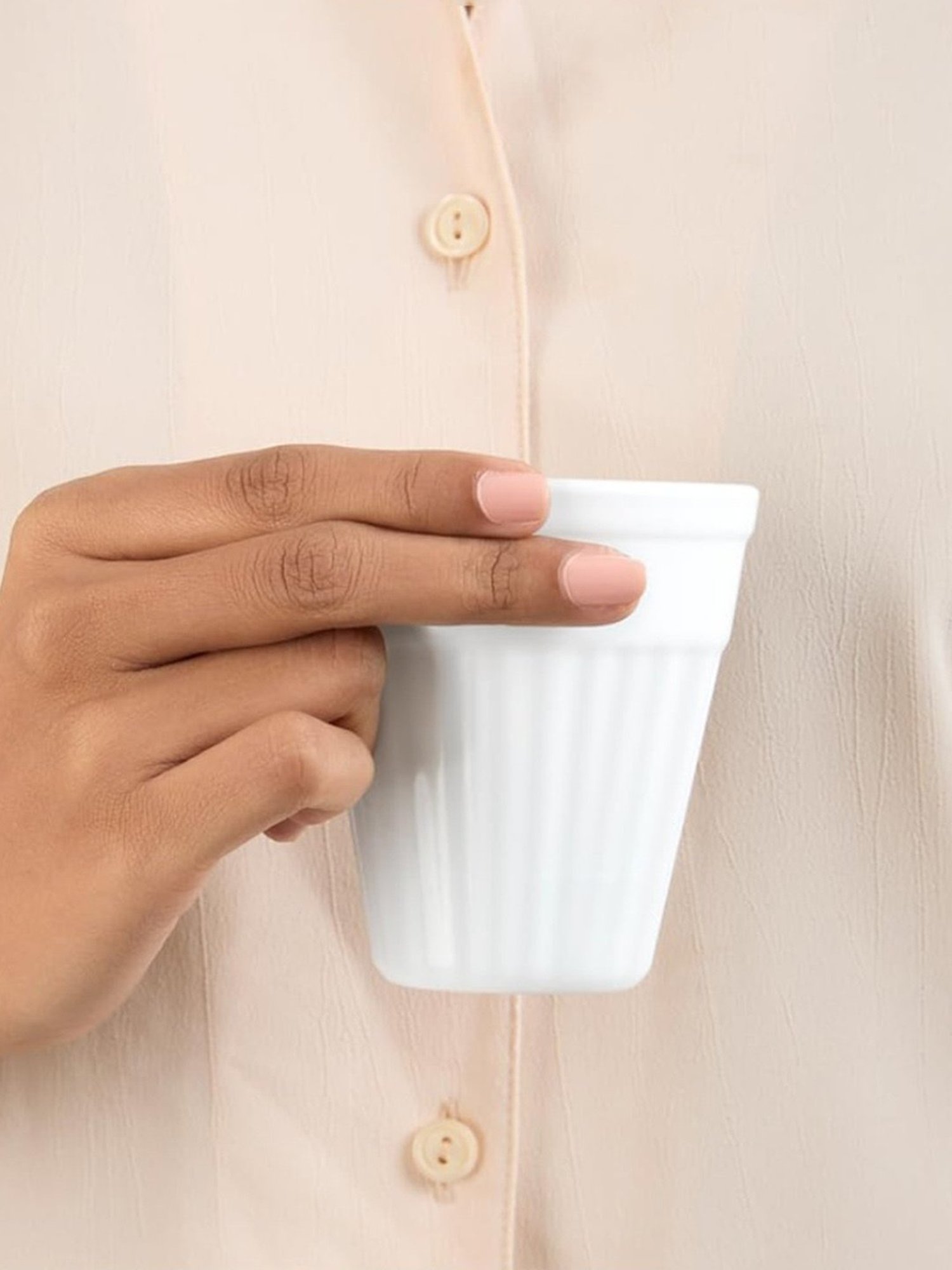 Larah by Borosil White Ceramic Opalware Mug - Set of 6 200ml