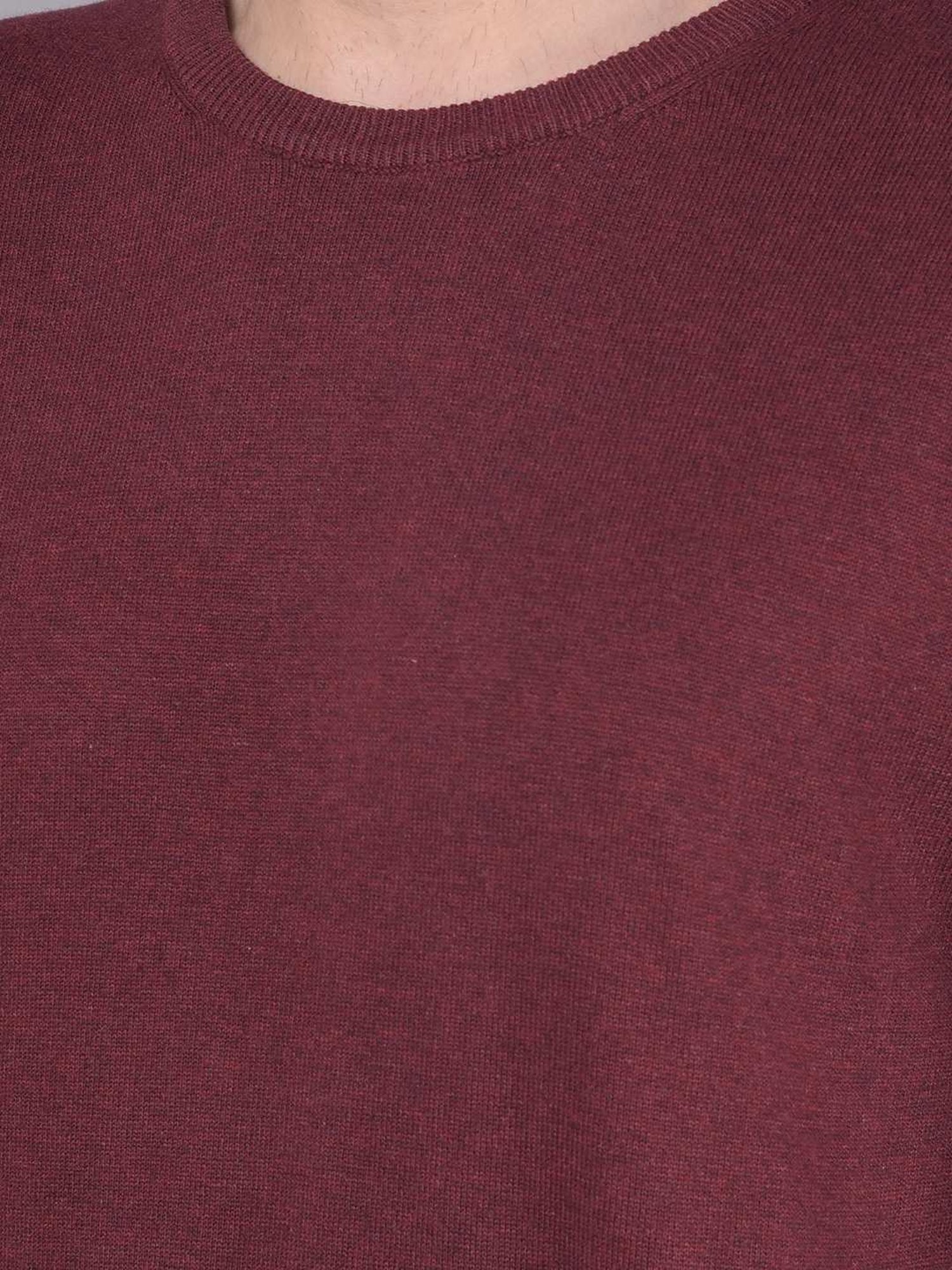 Crimsoune Club Maroon Cotton Regular Fit Sweater