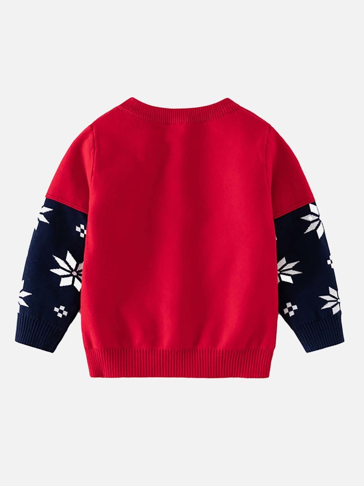 Little Surprise Box Kids Red & Navy Printed Full Sleeves Sweater