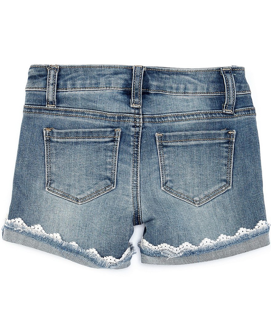 Hippie Girl Little Girls 4-6X Crocheted-Trim Denim Shorts