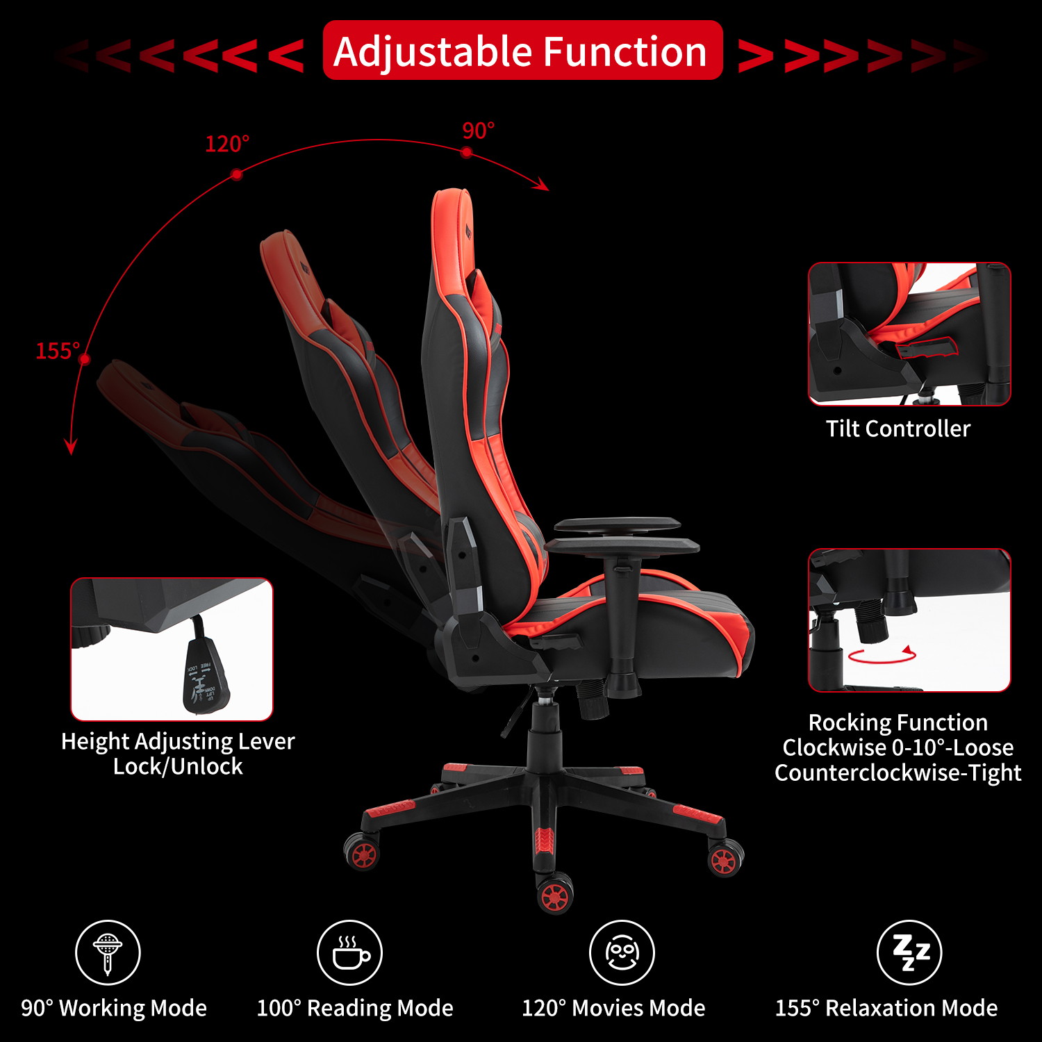 AMINITURE Gaming Chair Ergonomic Office Computer Chairs Racing Reclining Chairs for Adults Gamer High Back Support Adjustable Desk Chair