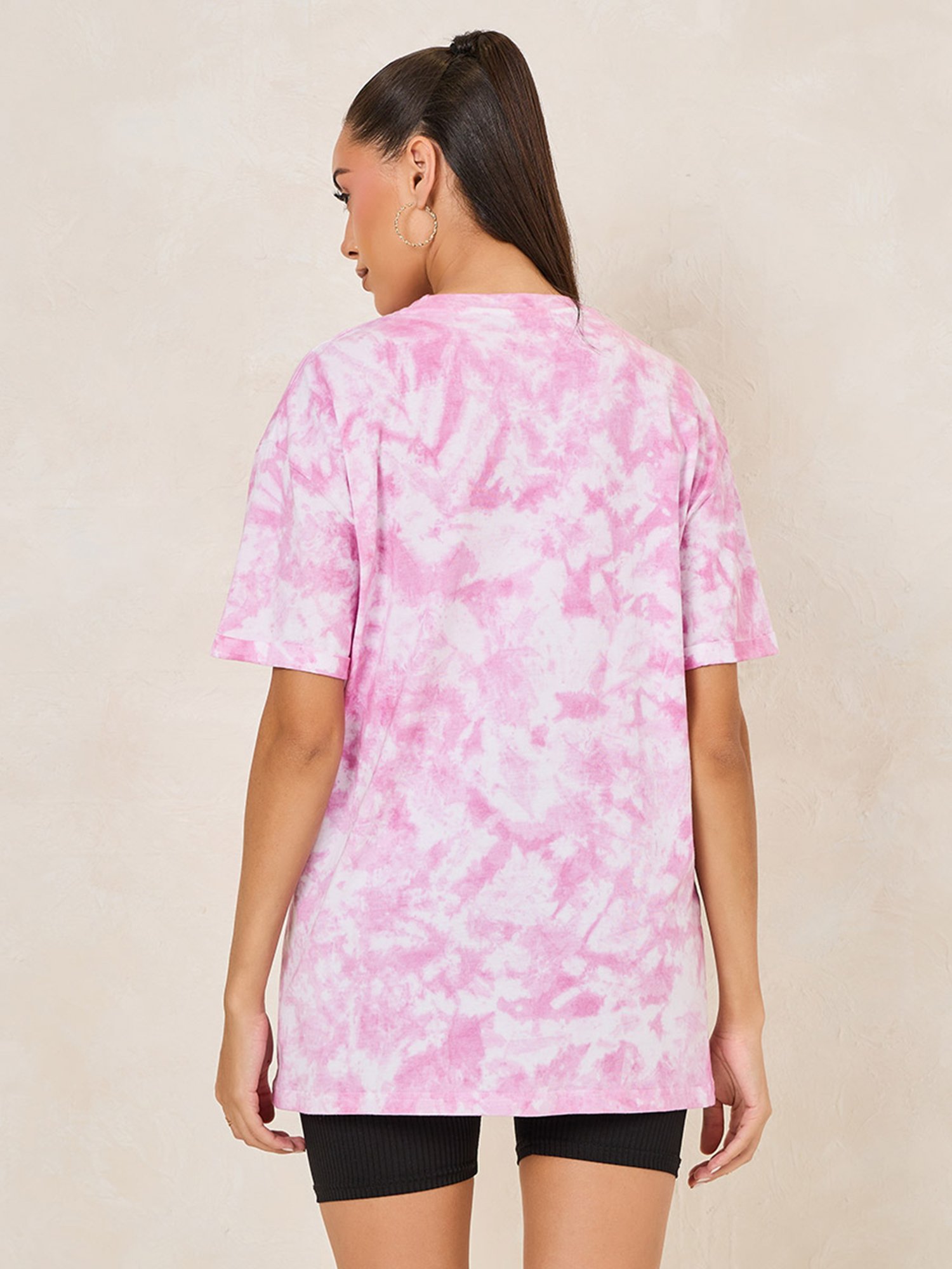 Styli Pink Graphic Print Oversized T-Shirt