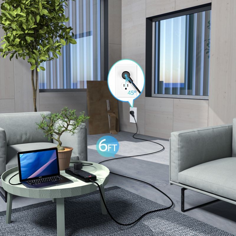 Poweradd Power Strip with USB C Power Delivery 18W, Travel Power Strip Mini with 3 Outlets, 18W USB C & QC 3.0 USB A Port, 5ft Cord, Flat Plug for Cruise Ship, Hotel, Dorm Room and Home,White