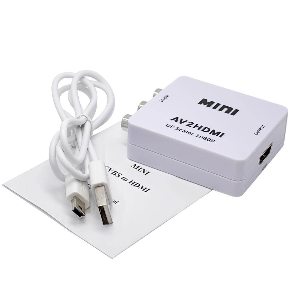 Hot Sale White RCA AV HDMI CVBS to HDMI Adapter HD 720P 1080P AV to HDMI Mini av2hdmi Video Converter
