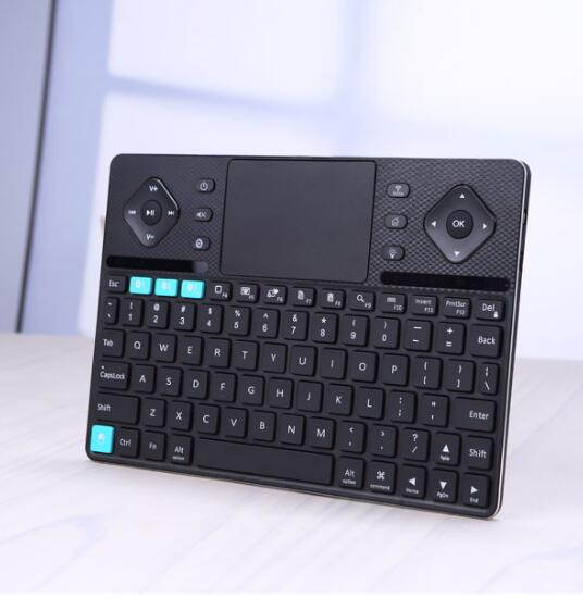 Rii K16 Dual-mode Bluetooth & RF wireless ultra slim rechargable multimedia Backlit Keyboard with touchpad mouse and aluminium cover for PC, Tablets, Smart TV, Android TV Box, Windows.