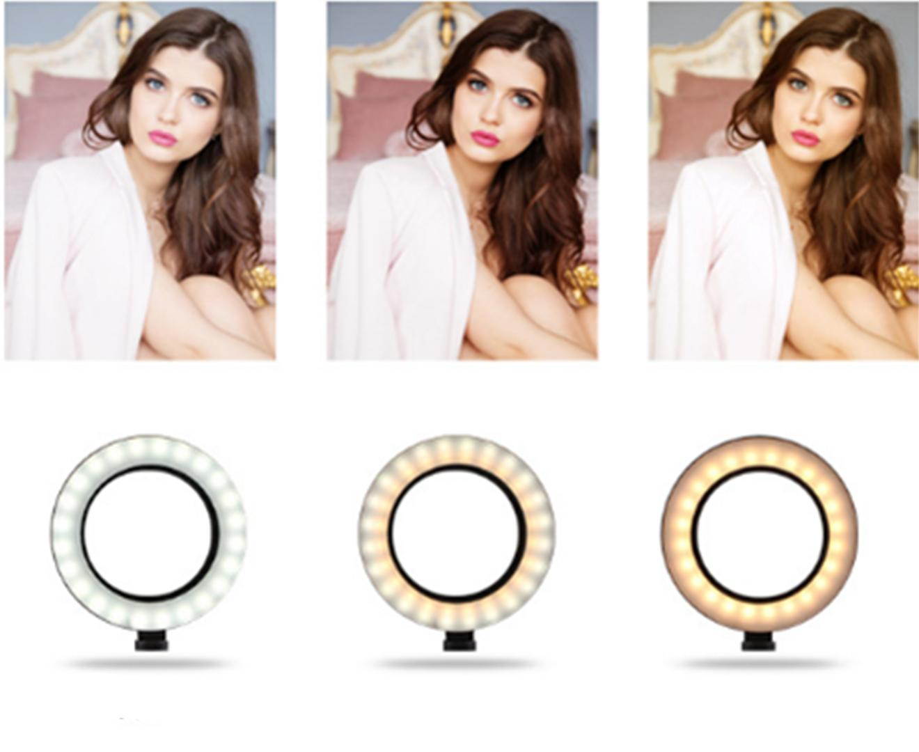 Select Mall 10 Inch Desktop Ring Light Fill Light Live Selfie with Metal Bracket Ring Light on-Camera Video Light-B