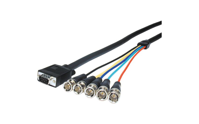 Comprehensive Pro AV/IT Series VGA HD15 plug to 5 BNC plugs cable 6ft - BNC/VGA Video Cable for Video Device - First End: 1 x HD-15 Male VGA