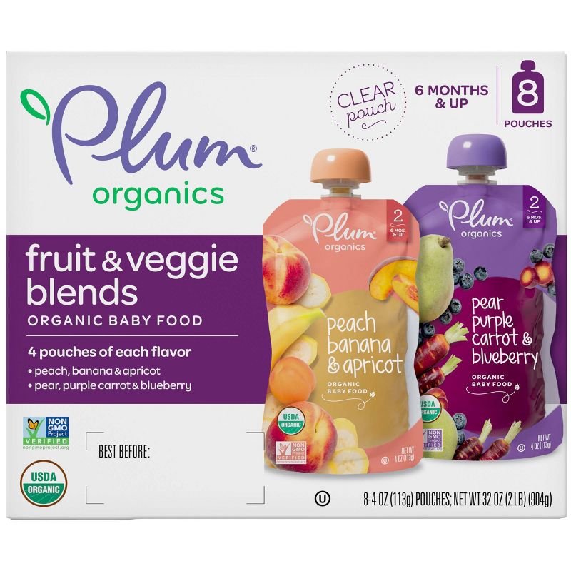 Plum Organics Stage 2 Fruit & Veggie Baby Meals - 8ct/4oz Each