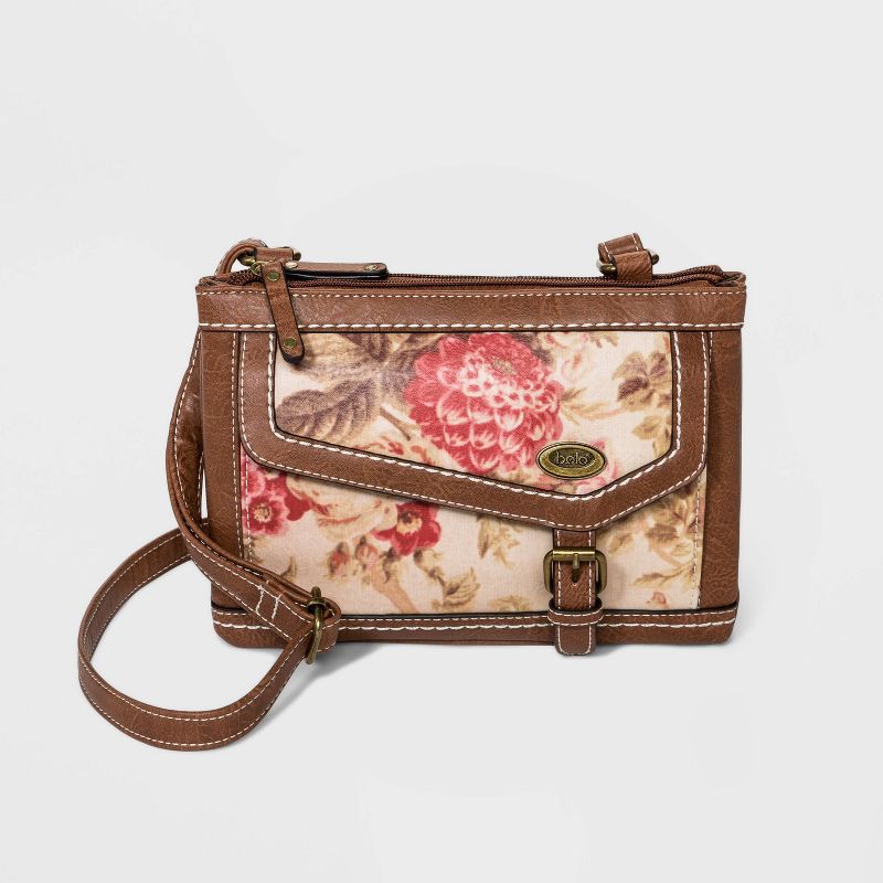 VR NYC Magnetic Strap Closure Mosaic Design Denim Laser Cut Crossbody Bag - Blue