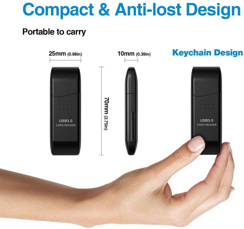 Micro SD Card Reader,USB 3.0 2 Pack Dual Slot Flash Memory Card Adapter Hub for TF, SD, Micro SD, SDXC, SDHC, MMC, RS-MMC, Micro SDXC, Micro SDHC, UHS-I for Mac, PC, Laptop