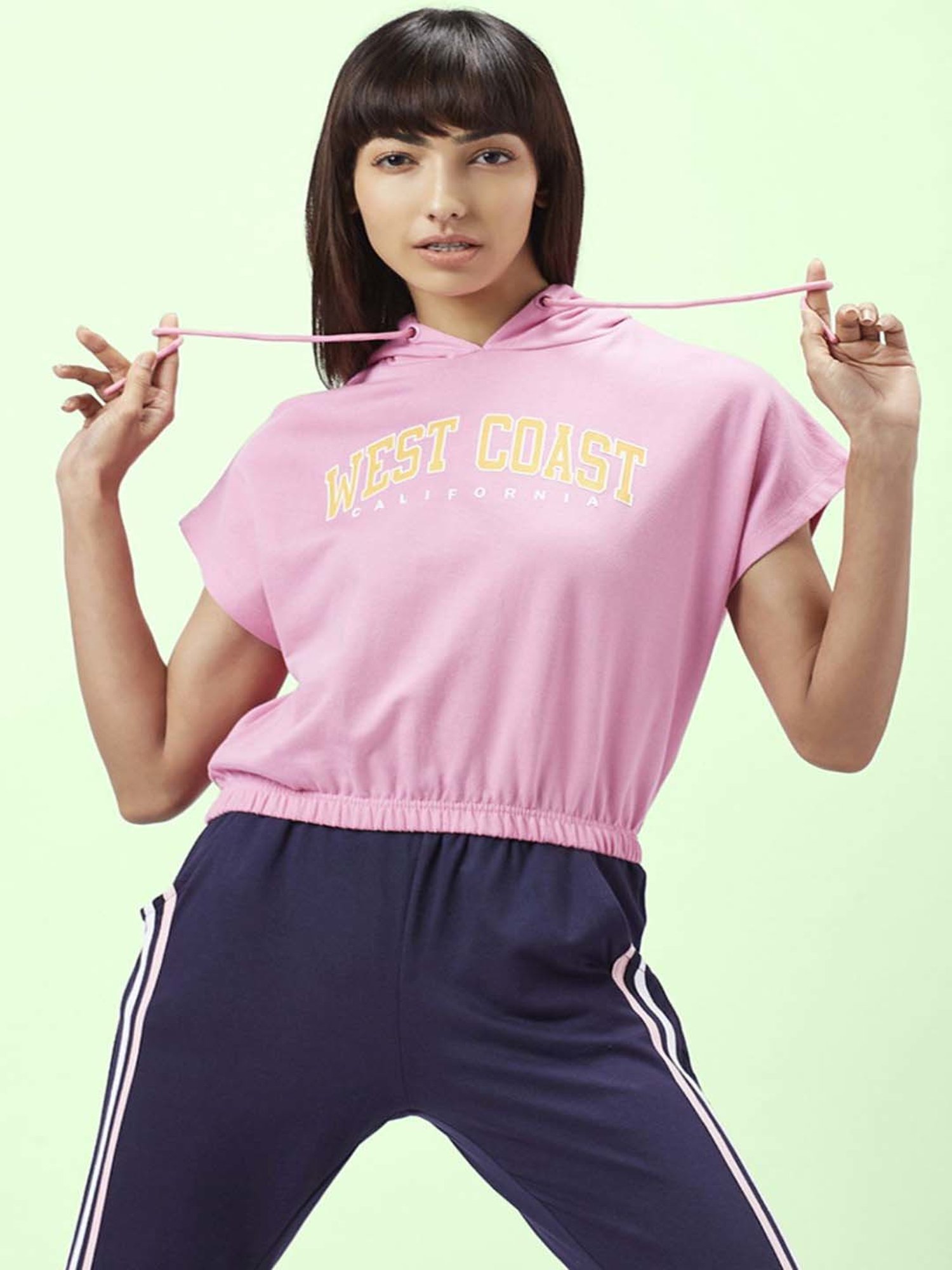 Ajile by Pantaloons Pink Cotton Graphic Print Sports Top