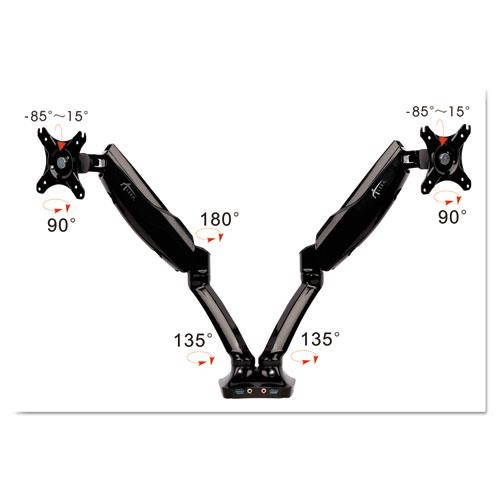 Alera AdaptivErgo Heavy-Duty Articulating Dual Monitor Arm USB/ Audio 30" Blk