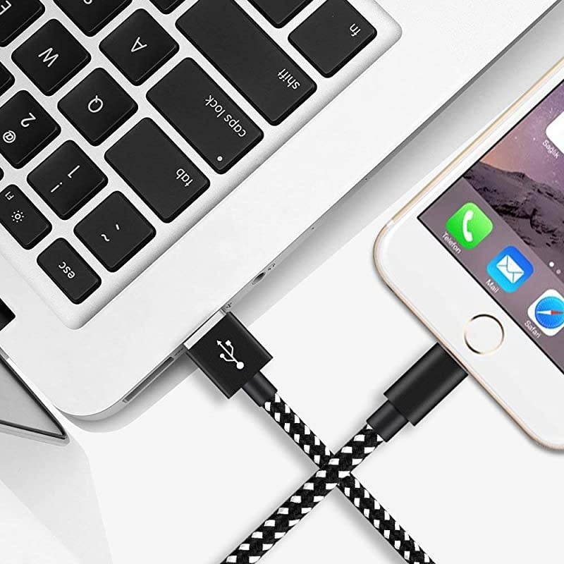 iPhone Charger Cable 3FT6FT10FT Lightning Cable  Fast USB iPhone Charging Cable Long Nylon Braided Cord Data Wire Compatible iPhone 11XSMaxXRX88Plus77P66 P6SiPad 5Pack Black