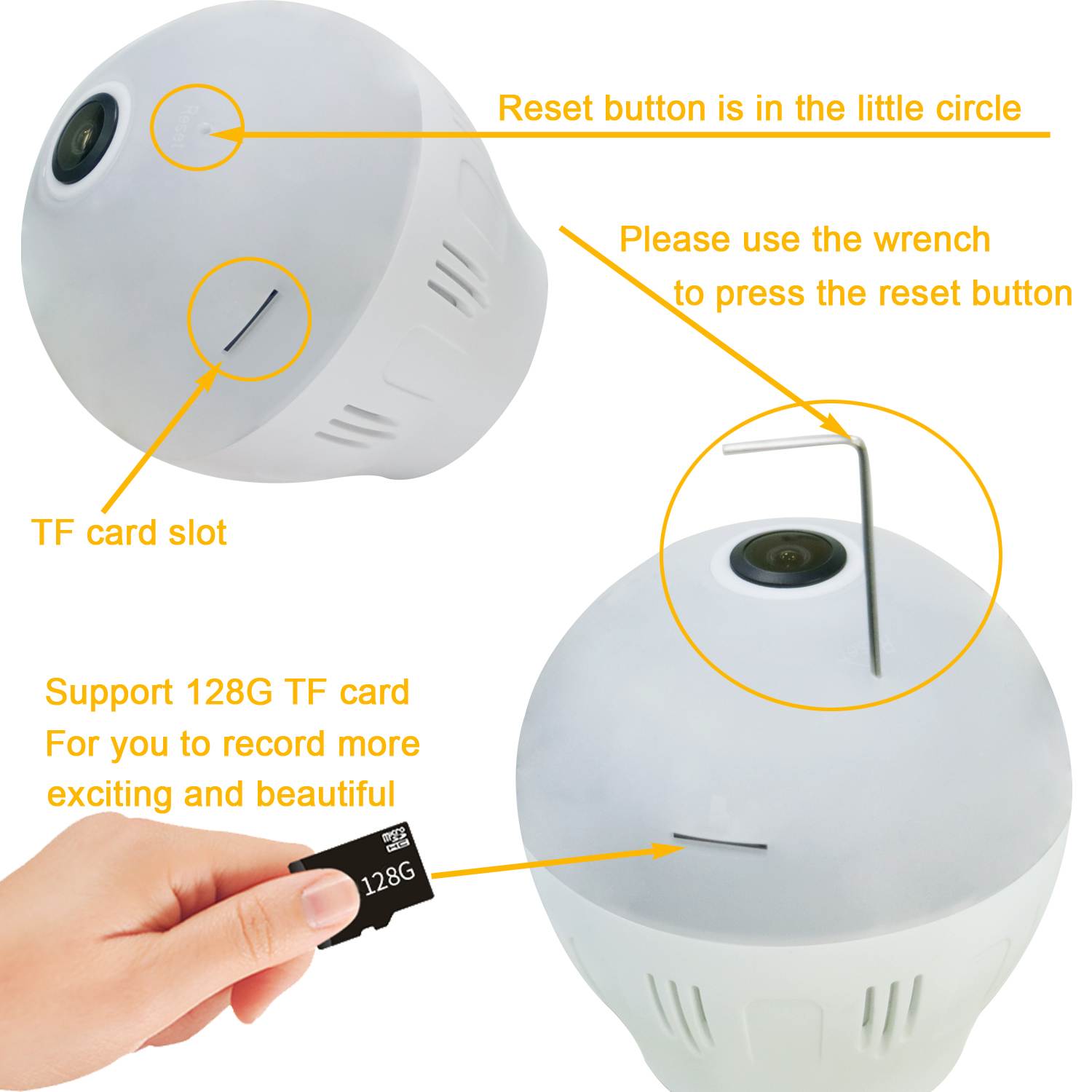 AUTENS Light Bulb Camera, 5MP HD 2.4GHz WiFi Wireles IP Cam 360 Panoramic Home Surveillance System Pet Baby Monitor E27 Bulb Fisheye Camera Motion Detection Alarm Night Vision for Android iOS