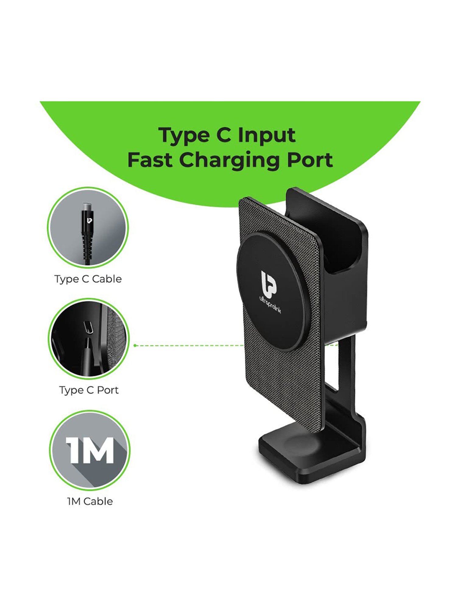 ULTRAPROLINK Vylis Auto20 UM1140, 20W Mag-safe 3-in-1 Wireless Car Charger Dock (Black)