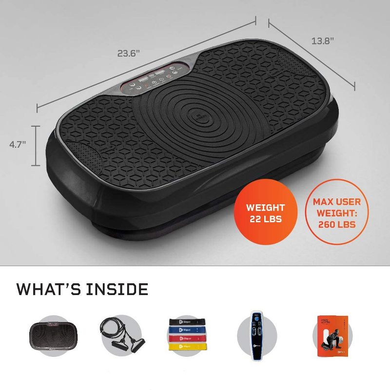 LifePro Portable Home Body Weight Training Fitness Exercise Workout Waver Mini Vibration Plate Platform Equipment Machine Set, Black