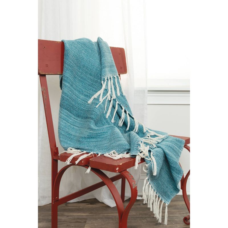 50"x60" Stripe Throw Blanket Teal - Rizzy Home