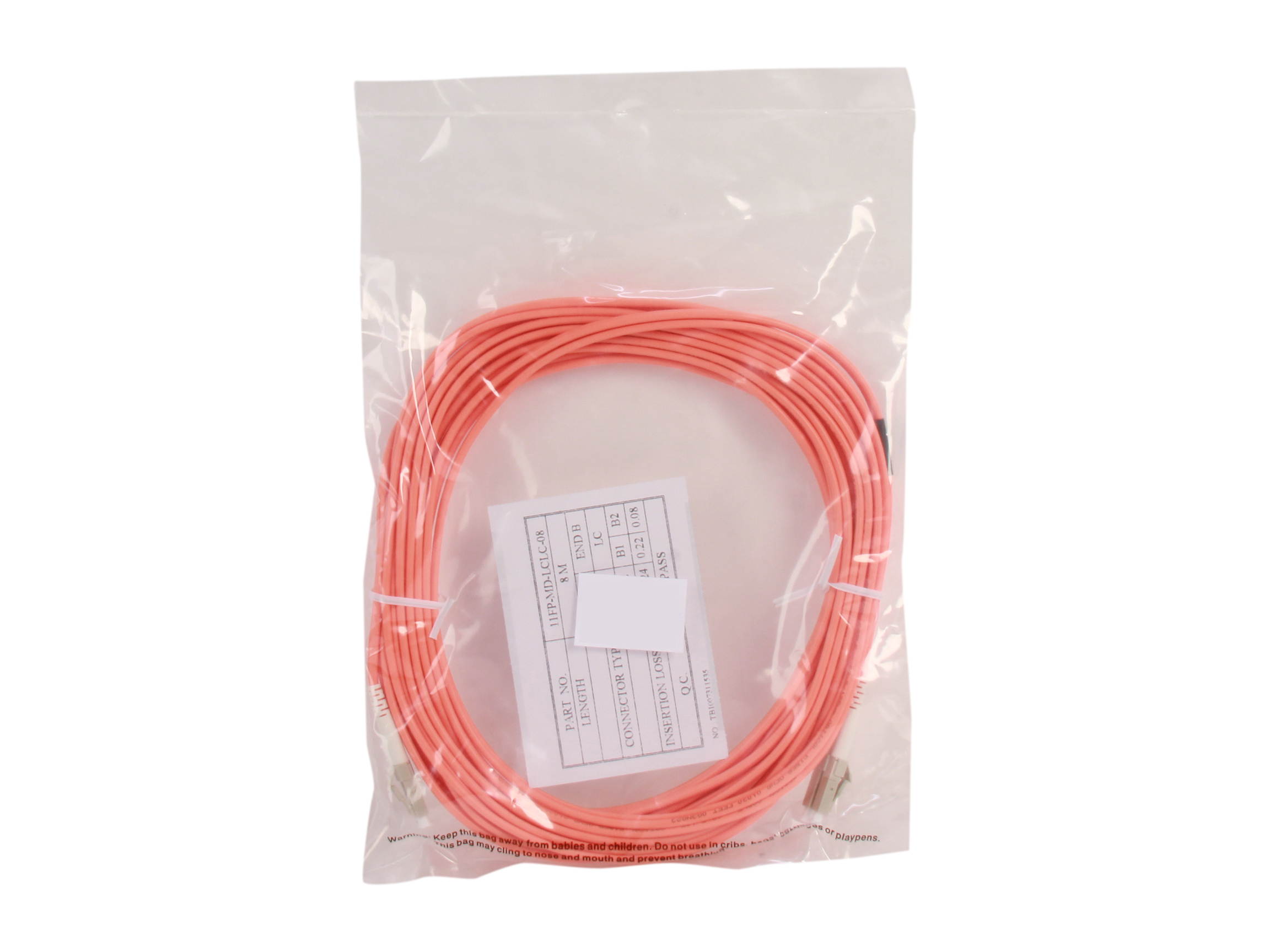 BYTECC MD-LL8 8m LC to LC Duplex (2 Strand) Cable, Multi Mode 62.5/125 Standard Zipcore