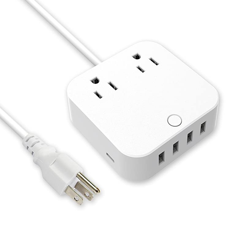 Strip Surge Protector with TypeC Charging Port 5V3A 4 USB Ports 5V24A Portable Travel Charger Station 4ft Heavy Duty Extension Cord USB C Not for Laptops