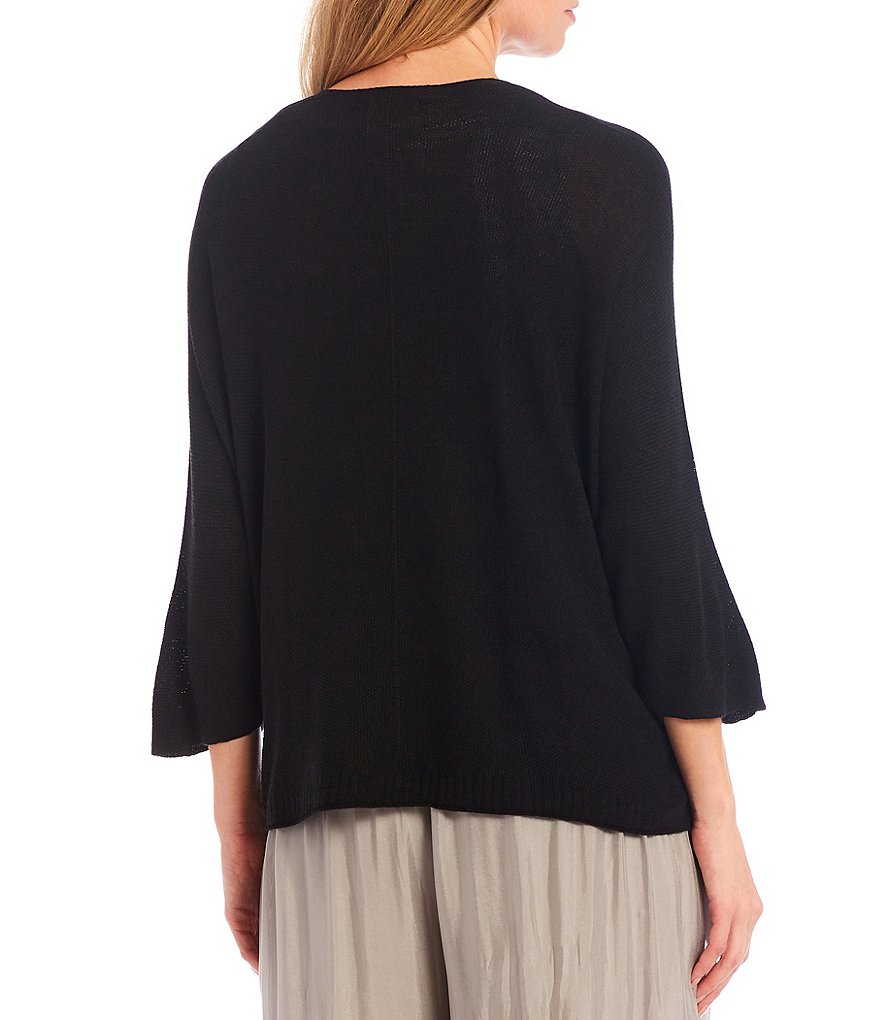 M Made in Italy 3/4 Sleeve Open Front Knit Cardigan