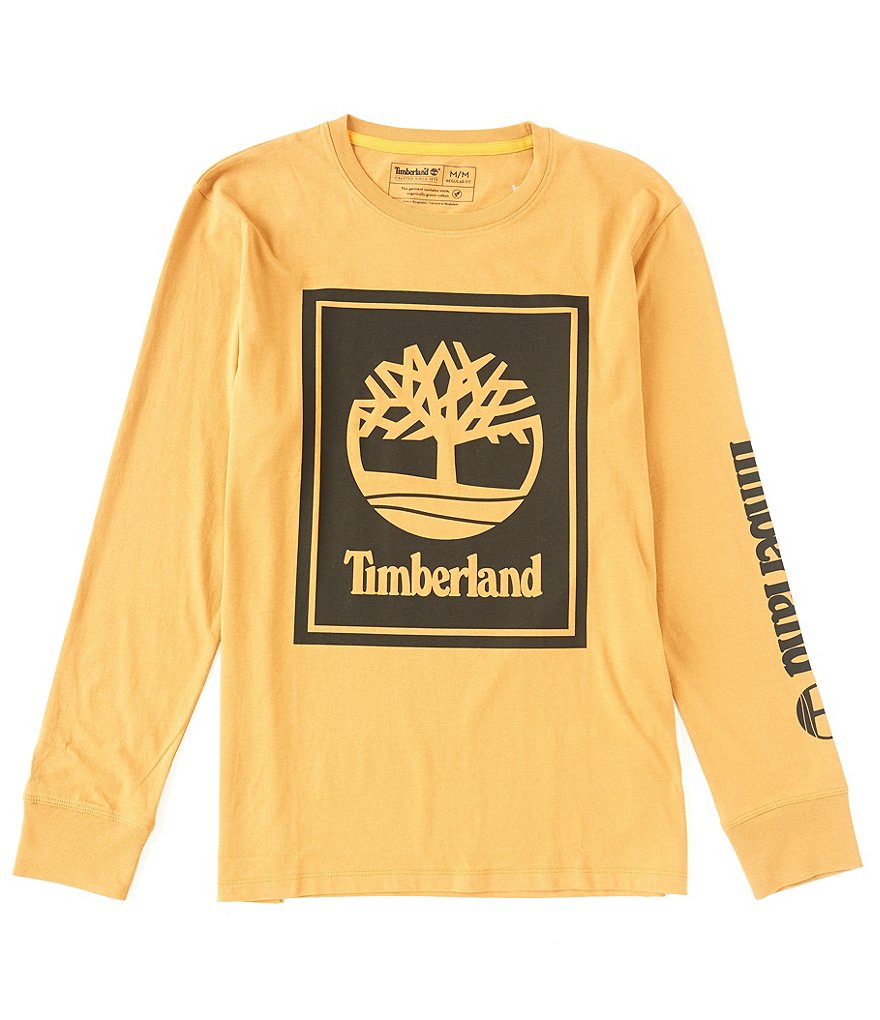 Timberland Stack Logo Long-Sleeve Organic Cotton Tee
