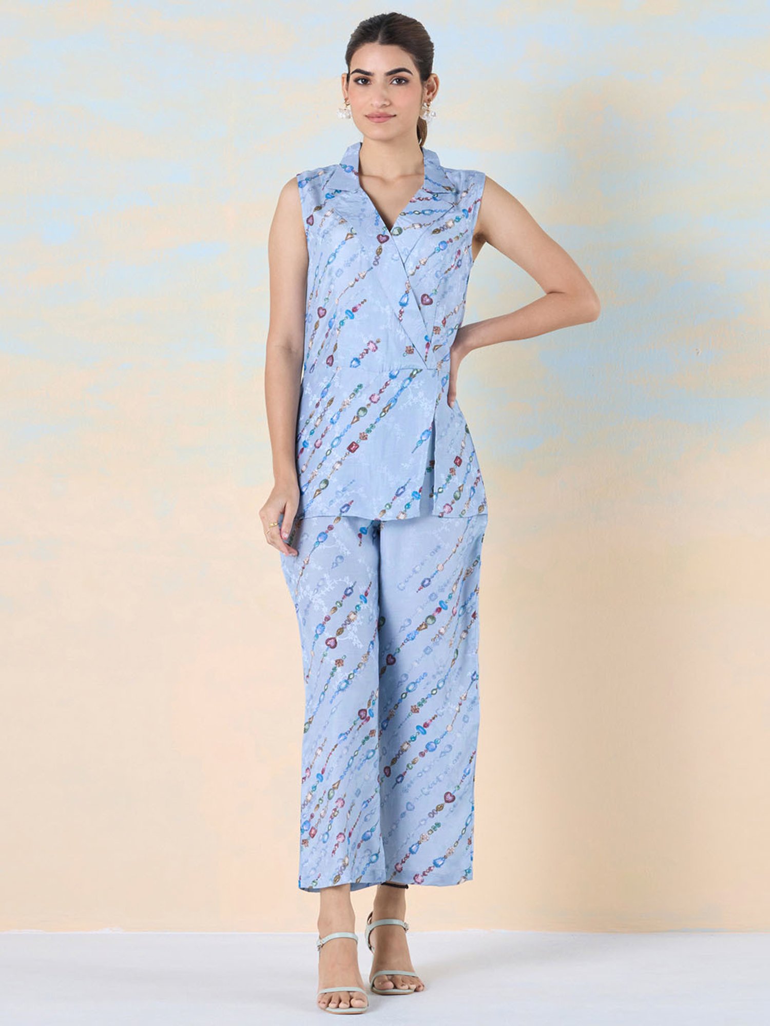 navyasa by liva Blue Printed Jumpsuit